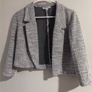 Shelby & Palmer Black and White Tweed Cropped Blazer